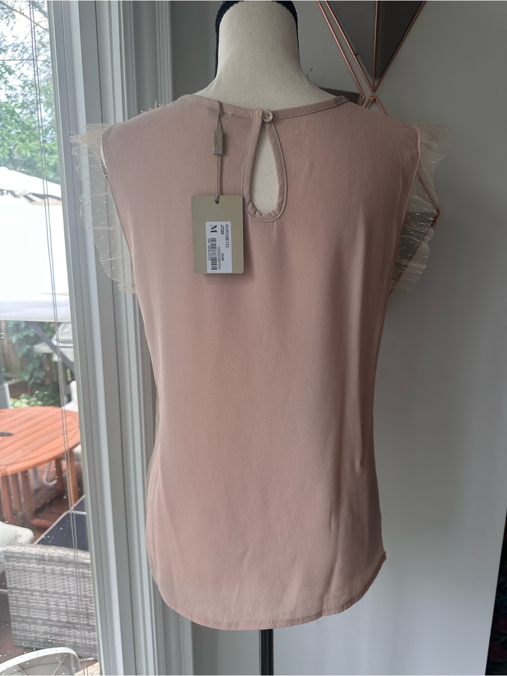 NWT CLN Blush Pink Mauve Embroidered Sleeveless Lace Tank Top Blouse Size Medium - Picture 7 of 13